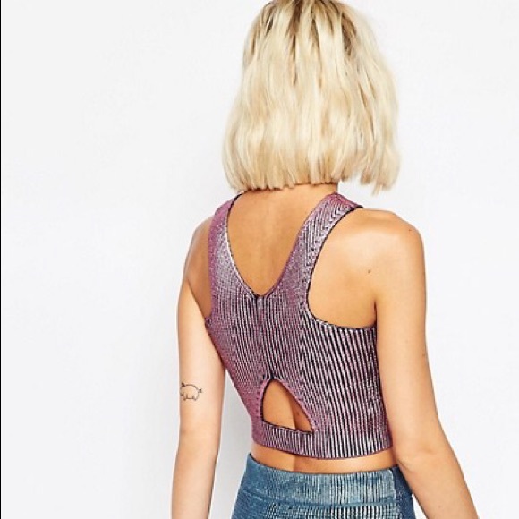 NWT ASOS knitted crop-top in foil with cut outs - Picture 2 of 3